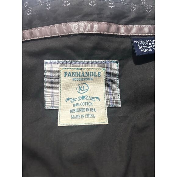 Panhandle Rough Stock Extra Large (XL) Western Black Pearl Snap - Picture 4 of 7